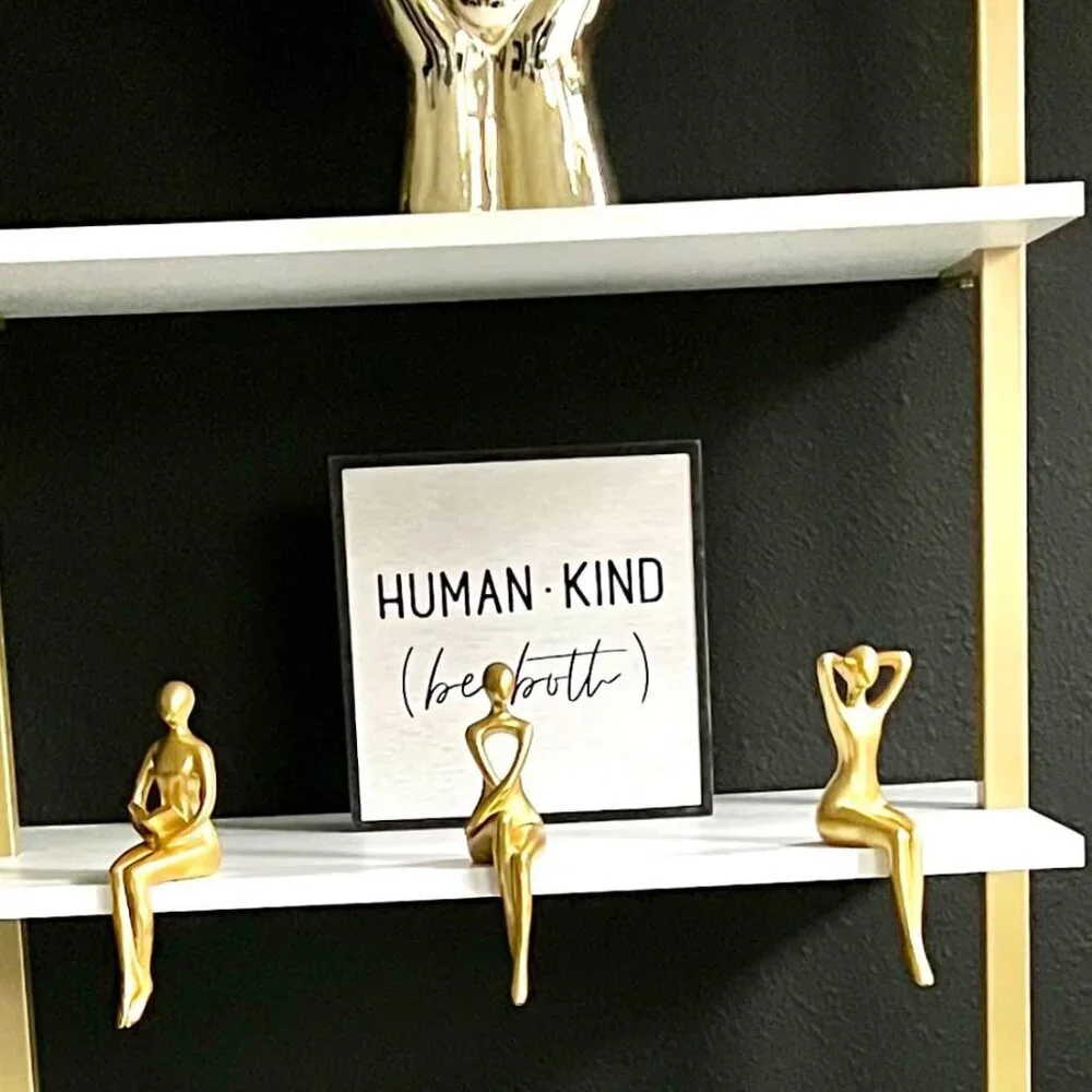 Gold Thinker Statue Décor Book Shelf Abstract Statue Ornament Office Décor